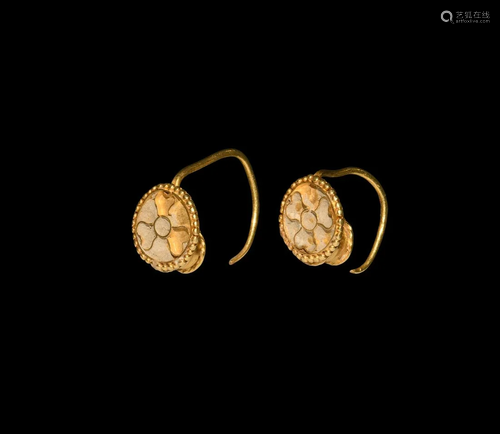 Western Asiatic Achaemenid Gold Floral Earrings