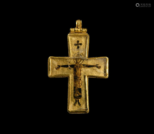 Byzantine Gold and Rock Crystal Crucifix