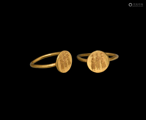 Gold Wedding Ring with Marriage of David