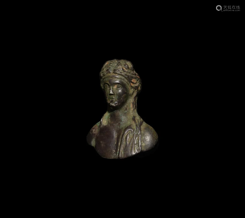 Roman Silver Bacchus Bust Mount