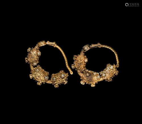 Byzantine Gold Earring Pair with Pearls