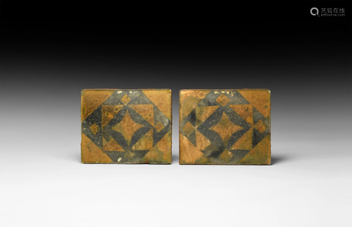 Byzantine Gold in Glass Tile Pair