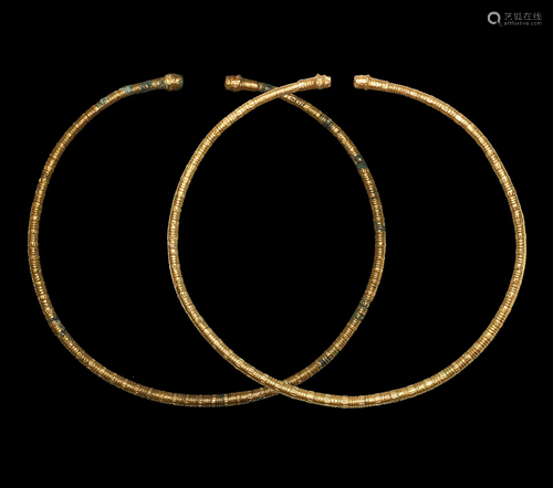 Scythian Gold Clad Torc Pair