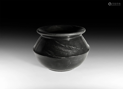 Large Western Asiatic Polished Black Stone Jar