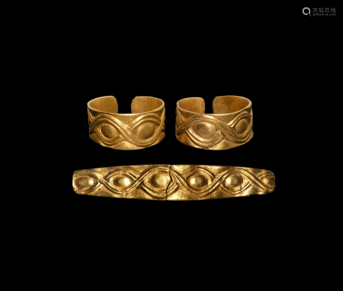 Greek Gold Hair Ring Group