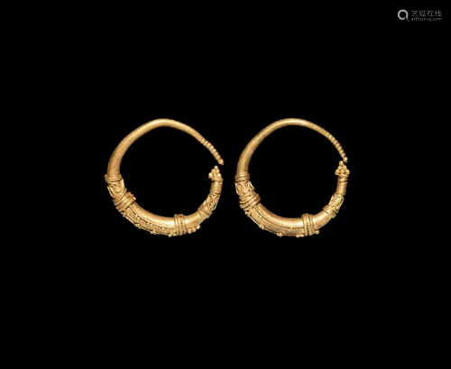 Greek Gold Earring Pair