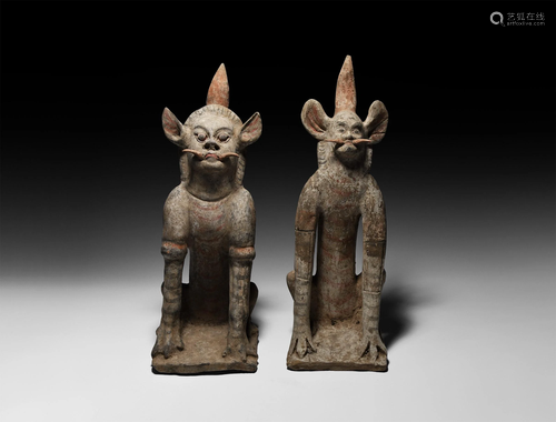 Chinese Tang Guardian Figure Pair