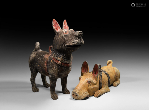 Chinese Han Dog Figure Pair