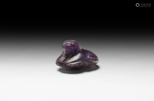 Egyptian Amethyst Scaraboid with Horus