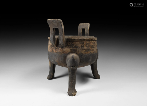 Chinese Han Blackware Ding Vessel