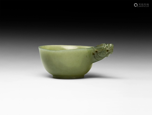 Chinese Mughal Jade Wine Cup with Dragon