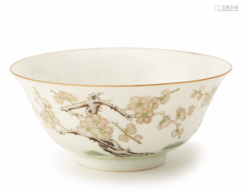 A FAMILLE ROSE PORCELAIN PRUNUS BOWL