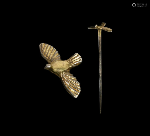 Byzantine Gilt Silver Pin with Dove