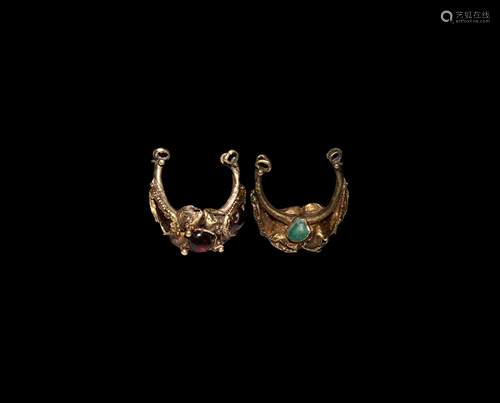 Greek Gold Earring with Garnets