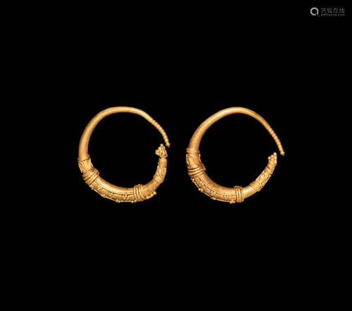 Greek Gold Earring Pair