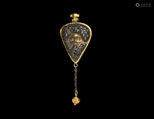 Byzantine Gold and Silver Pendant with Saint