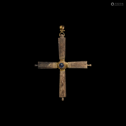 Byzantine Gold and Bone Cross Pendant