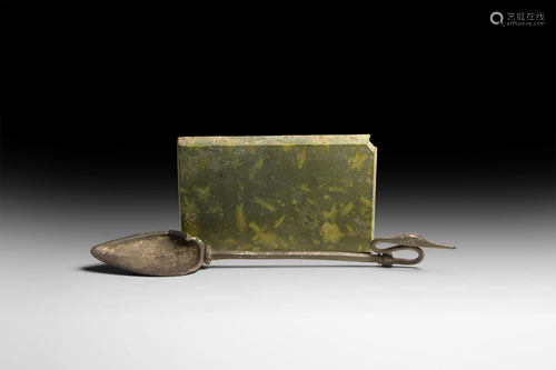 Roman Medical Palette and Silver Spoon