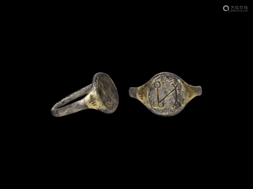 Byzantine Gilt Silver Ring with Monogram