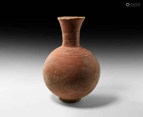 Roman Redware Jug with Ring Decoration