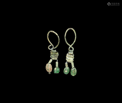 Roman Earring Pair with Melon Beads