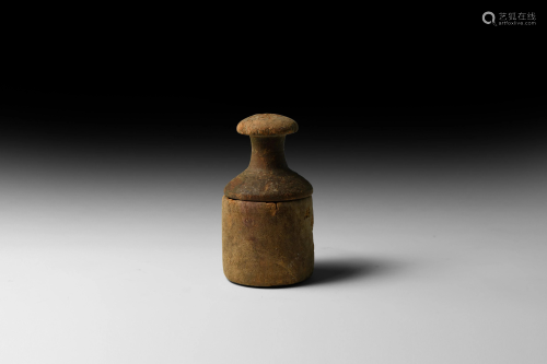 Romano-Egyptian Wooden Pyxis with Lid