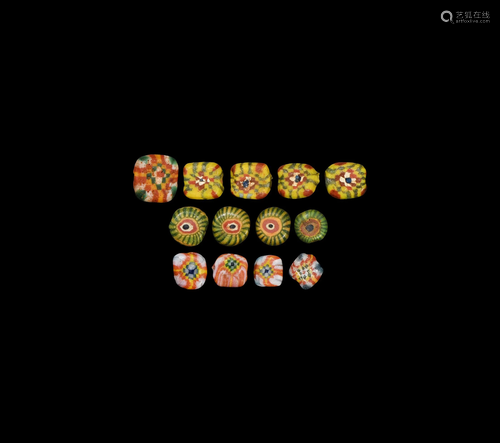 Roman Millefiori Glass Bead Group