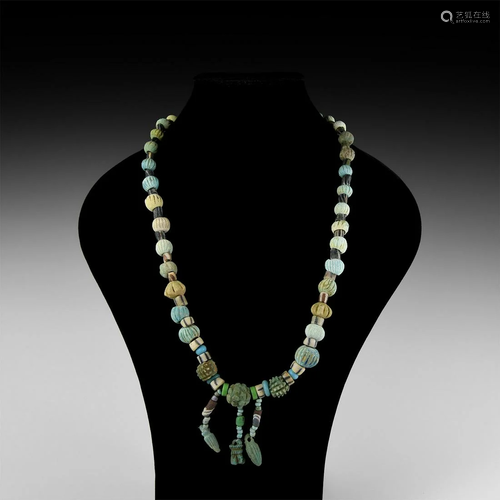 Roman Melon Bead Necklace with Pendants