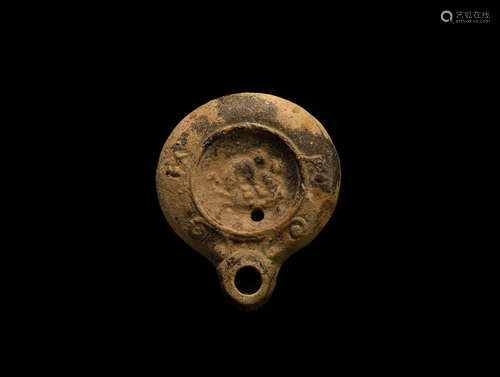 Roman Terracotta Oil Lamp with Erotic Scene