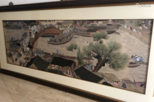 A LARGE EMBROIDERED PICTURE AFTER 'QINGMING SHANGHE TU'
