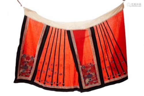 A CHINESE EMBROIDERED RED SKIRT