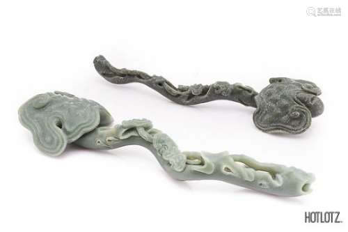 TWO CHINESE NATURALISTICALLY CARVED RUYI SCEPTRES