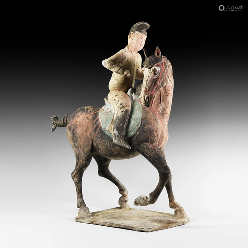 Chinese Tang Horse and Rider Figurine