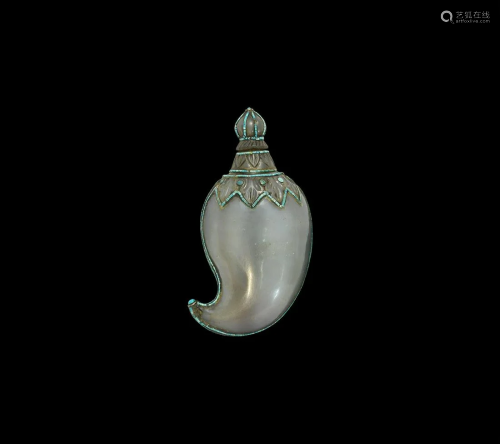 Mughal Agate Perfume Bottle with Turquoise Settings