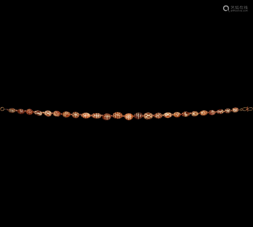 Indus Valley Etched Carnelian Bead Necklace