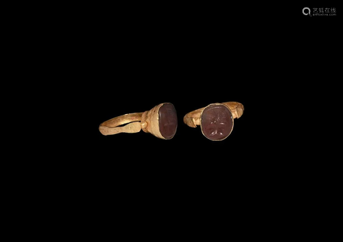 Female Bust Gemstone in Gold Ring