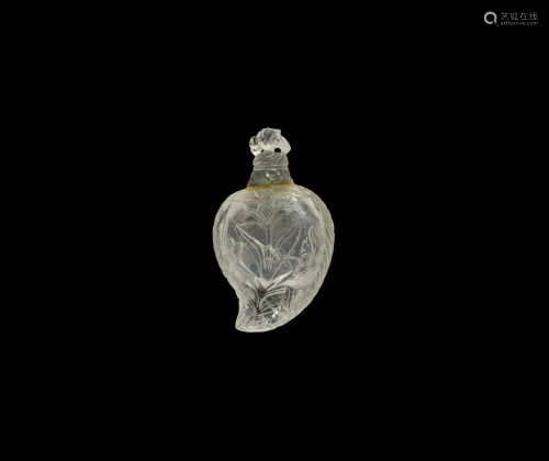 Indian Carved Rock Crystal Perfume Bottle