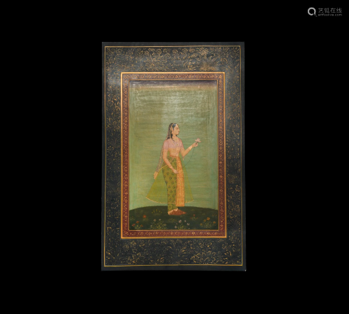 Mughal Painting with Shah Jahan Harem Woman H…