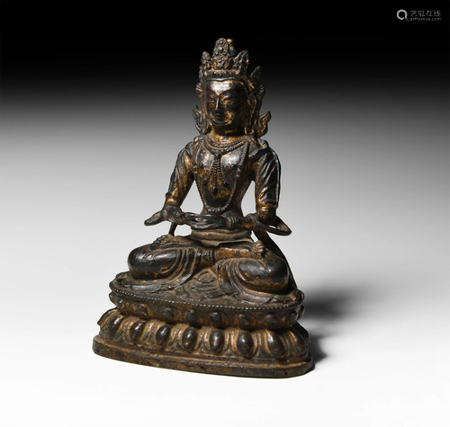 Chinese Ming Gilt Meditating Buddha Figure