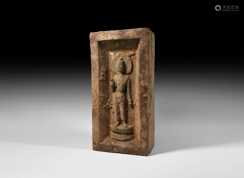 Large Chinese Northern Wei Brick with Buddha Figure