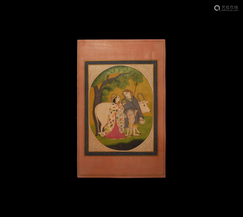 Indian Kangra Painting with Gajasurasamhara
