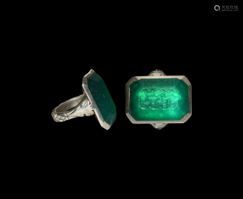 Islamic Silver Ring with Calligraphic Gemstone