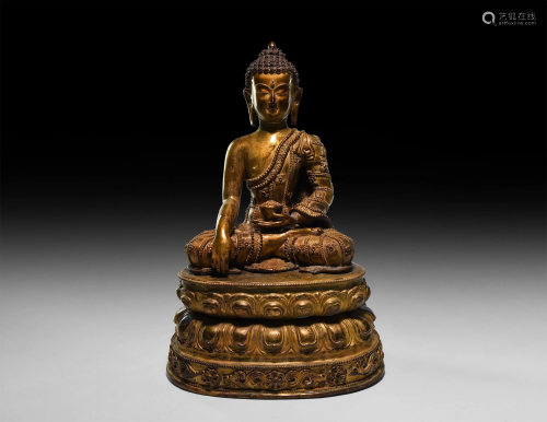 Large Sino-Tibetan Gilt Sitting Buddha Figure