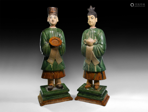 Chinese Ming Attendant Figure Pair