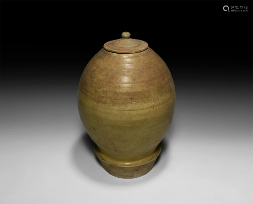 Chinese Tang Glazed Lidded Jar