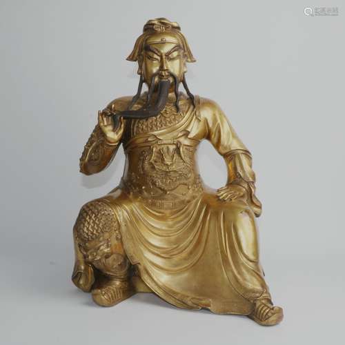 BRONZE GILT GUANDI MING DYNASTY