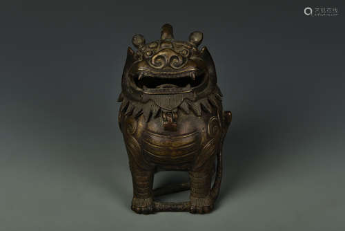 BRONZE BEAST CENSER QING DYNASTY