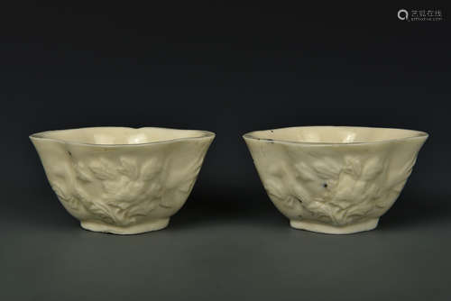 PAIR BLANC DE CHINE CUPS QING DYNASTY