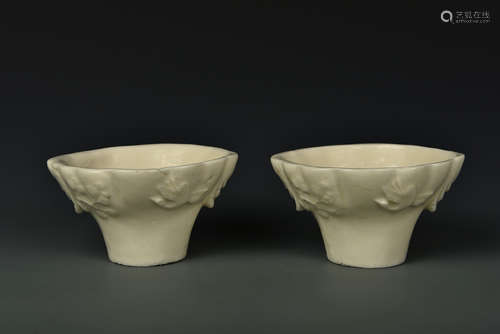 PAIR BLANC DE CHINE CUPS QING DYNASTY