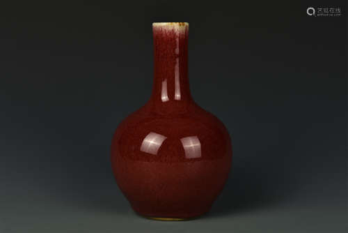 COPPER RED GLOBULAR VASE QING DYNASTY